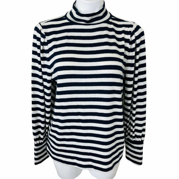 LOFT Tops - LOFT SIZE LARGE NAVY WHITE WOMEN MOCK TURTLENECK. NWT